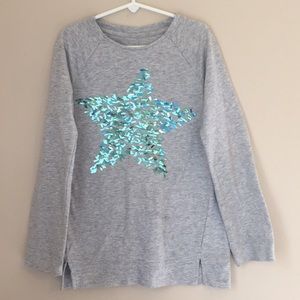 Girls Heathered grey gray Star sequins sweatshirt